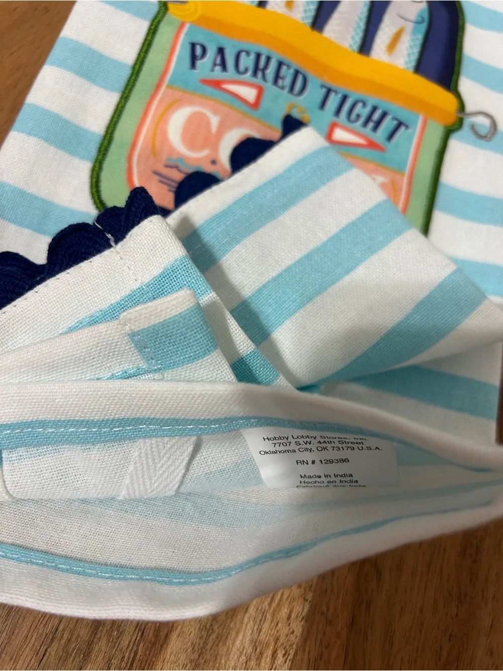 Hobby Lobby Canned Fish Kitchen Dish Towel Coastal 16”X26” NEW